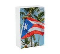 Puerto Rico Flags Frog Palm Trees Cigarette Case - Waterproof & Crush Proof Cigarette Holder Case for 20 King Size Cigarettes, Portable Pocket Size Travel Box for Men & Women