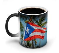 Puerto Rico Flags Frog Palm Trees Color Changing Mug 11 Oz Heat Changing Coffee Mugs Funny Magic Cup Heat Sensitive Ceramics Mug Novelty Coffee Cups Personalized Customized Gift Idea for Men & Women