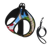 Puerto Rico Flags Frog Palm Trees Print Soft Mesh Dog Harness and Leash Set Pet Puppy Cat Comfort Padded Vest No Pull Harnesses