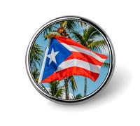 Puerto Rico Flags Frog Palm Trees Round Lapel Pins Backpack Pin Cute Brooch Decoration Brooches for Women Men Fashion Button Badges for Hat Backpacks Purses Jackets Shirt Suit