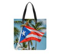 Puerto Rico Flags Frog Palm Trees Shoulder Bag Handbags Tote Bag