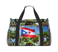 Puerto Rico Flags Frog Palm Trees Travel Bag, Weekender Bags For Women Men For Outdoor Adventures, Ideal For Camping And Hiking, Black, One Size