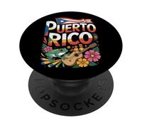 Puerto Rico Folkloric Coquí Frog Flag, Guitar & Cultural Art PopSockets Adhesive PopGrip