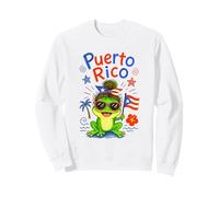 Puerto Rico Frog Messy Bun Boricua Doodle Sweatshirt