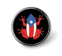 Puerto Rico Frog Round Badge Brooch Pin Funny Print Lapel Tie Pins for Men Women Clothing Bags Decorative