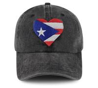 Puerto Rico Hat for Men Women, Adjustable Cotton Embroidered Baseball Cap, Usa Flag Black, One size
