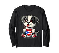 Puerto Rico Heart Cute Dog Puerto Rican Roots Boricua Long Sleeve T-Shirt