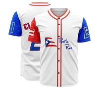 Puerto Rico Jersey for Men World Game Classic Baseball Jerseys Stitched Shirt, White, L