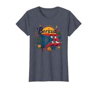 Puerto Rico Kids Boricua Pride Flag Gift T-Shirt, Women, Heather Blue, XL