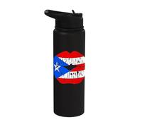 Puerto Rico Lips Puerto Rican Flag Hispanic Heritage Stainless Steel Insulated Water Bottle