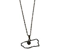 Puerto Rico Map heart Pendant Necklace Stainless Steel, 20", Stainless Steel, No Gemstone
