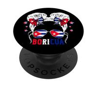 Puerto Rico Messy Bun Boricua Girl Hispanic Heritage Vintage PopSockets Adhesive PopGrip