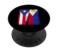 Puerto Rico Philippines Half Flag Puerto Rican Filipino PopSockets Adhesive PopGrip