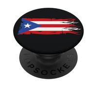 Puerto Rico PR Flag Tattered Frayed Boricua Roots PopSockets Adhesive PopGrip