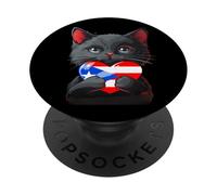 Puerto Rico Puerto Rican Flag Cat Heart Puerto Rican Roots PopSockets Adhesive PopGrip