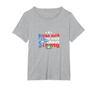 Puerto Rico Strong: Patriotic Coqui Frog Pride T-Shirt, Women's Plus, Heather Grey, 1X
