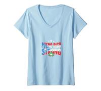 Puerto Rico Strong: Patriotic Coqui Frog Pride V-Neck T-Shirt, Women, Baby Blue, XL