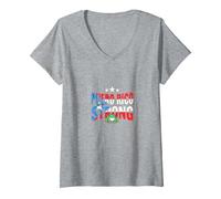 Puerto Rico Strong: Patriotic Coqui Frog Pride V-Neck T-Shirt, Women, Heather Grey, L
