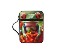 Puerto-Rico-Tree-Frog Bible Cover Case with Handle, Water-Resistant Oxford Fabric Bible Bag Organizer with Zipper Pockets for Church