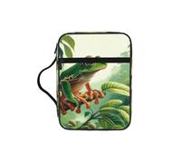 Puerto-Rico-Tree-Frog Bible Cover Case with Handle, Water-Resistant Oxford Fabric Bible Bag Organizer with Zipper Pockets for Church