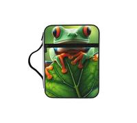 Puerto-Rico-Tree-Frog-Nature Bible Cover Case with Handle, Water-Resistant Oxford Fabric Bible Bag Organizer with Zipper Pockets for Church