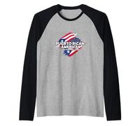 Puerto Rico United States Flag Pride Heritage Fans Raglan Baseball Tee