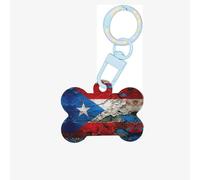 Puerto Rico Wallpaper Flag 1 Printing Dog Tag Bone Shaped Double Sided Pattern Dog Id Tags Bone Shaped Pet Name Tags Dog Collar Tags