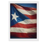 Puerto Rico Wallpaper Flag Diamond Art Kits for Adults, DIY 5D Diamonds Painting Kits for Beginner, Round Full Drill Diamond Dots Painting, 12"x16" Diamonds Pictures Gem Art and Crafts Wall Decor