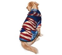 Puerto Rico Wallpaper Flag Dog Hoodie for Medium Large Dogs, Warm Soft Pet Sweatshirt, Easy to Wear Jumper Clothes