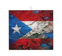 Puerto Rico Wallpaper Flag Print Absorbent Dish Drying Mat for Kitchen Accessory Counter Pad Foldable Reusable