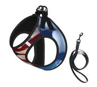 Puerto Rico Wallpaper Flag Print Adjustable Reflective Harness Leash Set For Cats, Dogs And Small Pets, Soft Breathable Mesh Walking Vest With Escape-Proof Lead