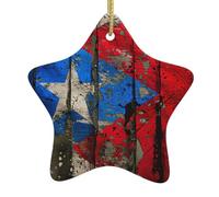 puerto rico wallpaper flag Print Christmas Tree Ceramic Ornament â€“ Star Shaped Holiday Decoration for Indoor Outdoor Home Party