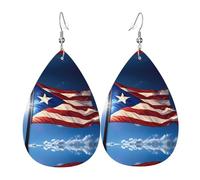Puerto Rico Wallpaper Flag Print Leather Dangle Earrings For Women Elegant Drop Earrings Lightweight Fashion Jewelry
