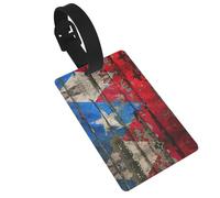 Puerto Rico Wallpaper Flag Print Luggage Tags with Detachable Wristband, Travel Bag Tags, Easy to Identify