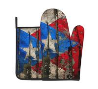 Puerto Rico Wallpaper Flag Print Oven Mitt & Pot Holder Set, A Must-Have for Kitchen Oven Microwave Grill