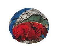 Puerto Rico Wallpaper Flag Print Shower Cap, Lined Shower Cap For Women Reusable, Double Layer Waterproof Bath Cap