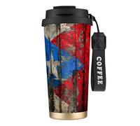 Puerto Rico Wallpaper Flag Print Stainless Steel Insulated Travel Coffee Mug, Camping Mug,Coffee Tumbler For Men Women