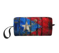 puerto rico wallpaper flag print Travel Toiletry Pouch, Pencil Bag Canvas Makeup Bag, Multi-Purpose Cosmetic Bag with Zipper, White, One Size