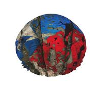 puerto rico wallpaper flag Printed Large Shower Cap, Double Layer Hair Protector For Facial Care, Reusable Hair Wrap