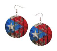 Puerto Rico Wallpaper Flag Printed Round Earrings For Women, 1 Pair Lightweight Leather Pierced Earrings Set Trendy Jewelry Gifts For Women Girls