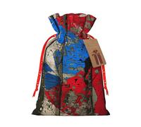 Puerto Rico Wallpaper Flag Printing Christmas Drawstring Gift Bags Holiday Present Sacks For Xmas Party Celebration