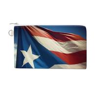 Puerto Rico Wallpaper Flag Purse Zipper Change Purse, Coin Purse for Outdoor, Canvas Thin Pocket Travel Wallets Women Man Clutch Bag for Coin Cards Keys (7.4x 4.6 Inches)