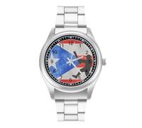 Puerto Ricos Baseball Flag Simple Stainless Watch Fashion Designer Wristwatch Easy Reader Analog Watches Gifts for Men