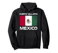 Puerto Vallarta Mexico Flag Design Mexican Flag Pullover Hoodie