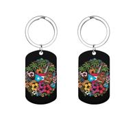 Puertorico Flag Culture Keychain Key Ring Keys Organization Alloy for Bag Charms Accessories 1 Pac