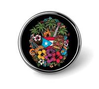 Puertorico Flag Culture Round Pin Brooch Badge Button Stylish Aluminum Decorative for Clothes Backpacks Hats