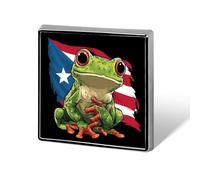 PuertoRico Flag Frog Round Brooch Pin Lapel Pins Tie Suit Dress Accessories Wedding Birthday for Men Women