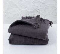 PÜSKÜL - 2 Pieces Muslin Bath Towels for Adults Oversized Ultra Soft Thin Lightweight (Anthracite)