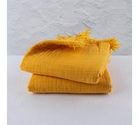 PÜSKÜL - 2 Pieces Muslin Bath Towels for Adults Oversized Ultra Soft Thin Lightweight (Mustard Yellow)