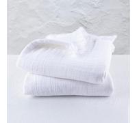PÜSKÜL - 2 Pieces Muslin Bath Towels for Adults Oversized Ultra Soft Thin Lightweight (White)
